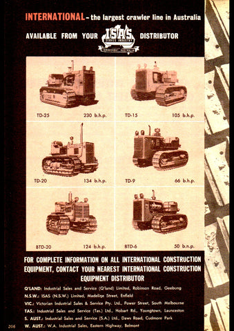 1960 INTERNATIONAL HARVESTER CRAWLER TRACTOR RANGE AUSSIE AD ART PRINT POSTER