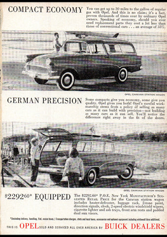 1960 OPEL CARAVAN STATION WAGON USA AD ART PRINT POSTER