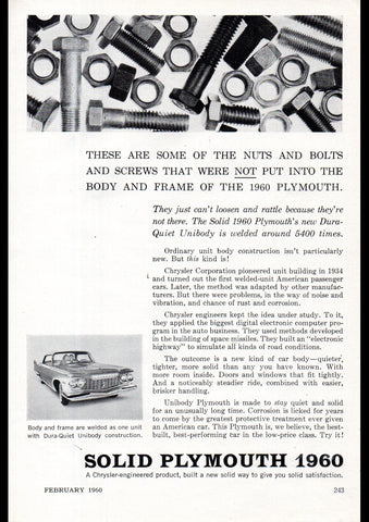 1960 PLYMOUTH CHRYSLER USA AD ART PRINT POSTER