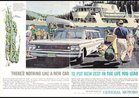 1960 PONTIAC BONNEVILLE CUSTOM SAFARI USA AD ART PRINT POSTER