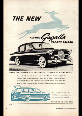 1960 ROOTES GROUP SINGER GAZELLE SPORTS SALOON & ESTATE IIIA AUSSIE AD ART PRINT POSTER