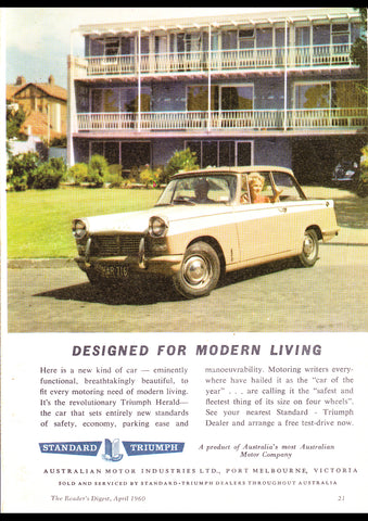 1960 STANDARD TRIUMPH HERALD SALOON AUSSIE REPRO AD ART PRINT POSTER