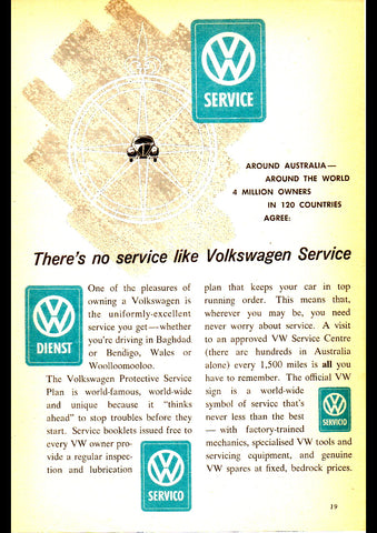 1960 VOLKSWAGEN BEETLE THERES NO SERVICE LIKE VOLKSWAGEN SERVICE AUSSIE AD ART PRINT POSTER