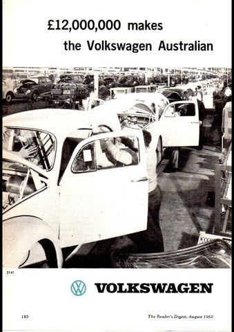 1960 VOLKSWAGEN 12,000,000 POUNDS MAKES THE VOLKSWAGEN AUSSIE AD ART PRINT POSTER