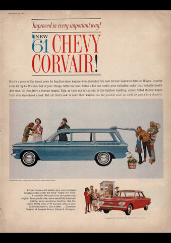 1961 CHEVROLET BISCAYNE BEL-AIR IMPALA CORVAIR USA AD ART PRINT POSTER