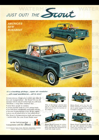 1961 INTERNATIONAL SCOUT USA REPRO AD ART PRINT POSTER