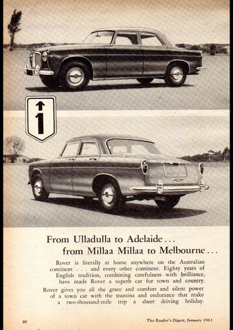 1961 ROVER P5 3 LITRE 6 CYLINDER MARK 1 SALOON AUSSIE AUSTRALIAN AD ART PRINT POSTER