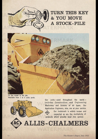 1962 ALLIS CHALMERS DOZER AUSSIE REPRO AD ART PRINT POSTER