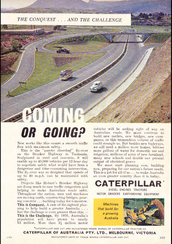 1962 CATERPILLAR COMING OR GOING AUSSIE AD ART PRINT POSTER