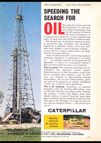 1962 CATERPILLAR SEARCH FOR OIL AUSSIE AD ART PRINT POSTER