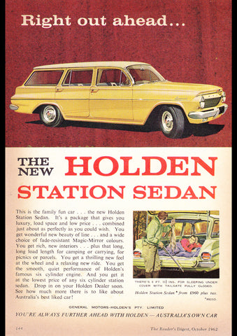 1962 EJ HOLDEN SPECIAL STATION SEDAN AUSSIE AD ART PRINT POSTER