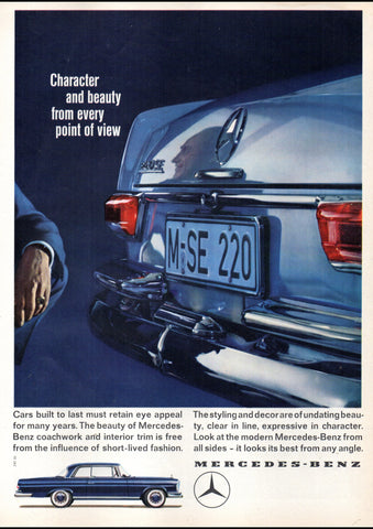 1962 MERCEDES BENZ 220 SE W111 2 DOOR INTERNATIONAL AD ART PRINT POSTER