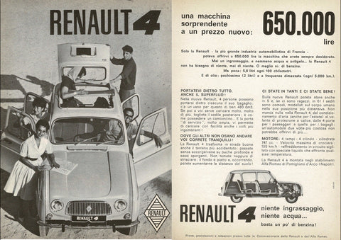 1962 RENAULT 4 ESTATE WAGON ITALIAN AD ART PRINT POSTER