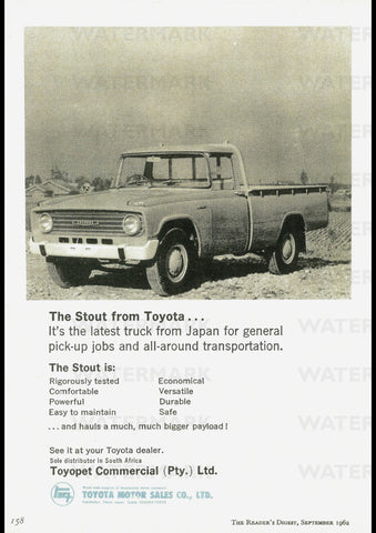 1962 TOYOTA STOUT SOUTH AFRICA AD ART PRINT POSTER