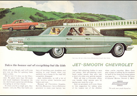 1963 CHEVROLET BEL AIR0 SEDAN & IMPALA SPORT SEDAN USA AD ART PRINT POSTER