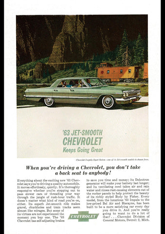 1963 CHEVROLET IMPALA SPORT SEDAN USA AD ART PRINT POSTER