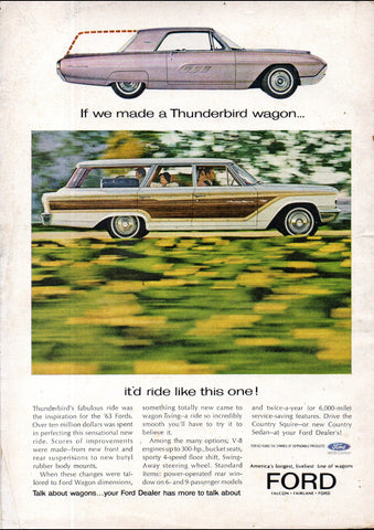 1963 FORD WAGONS COUNTRY SQUIRE USA AD ART PRINT POSTER