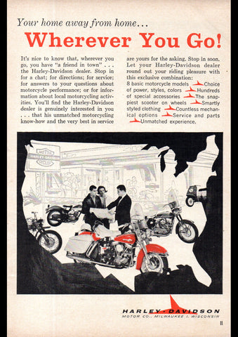 1963 HARLEY DAVIDSON MOTORCYCLES USA AD ART PRINT POSTER