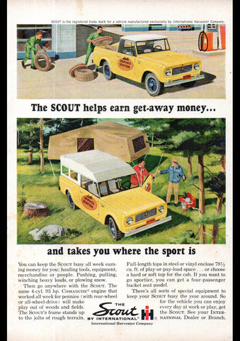 1963 INTERNATIONAL HARVESTER SCOUT JEEP USA AD ART PRINT POSTER