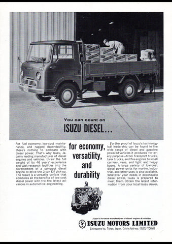 1963 ISUZU ELF DIESEL TRUCK AUSSIE AD ART PRINT POSTER