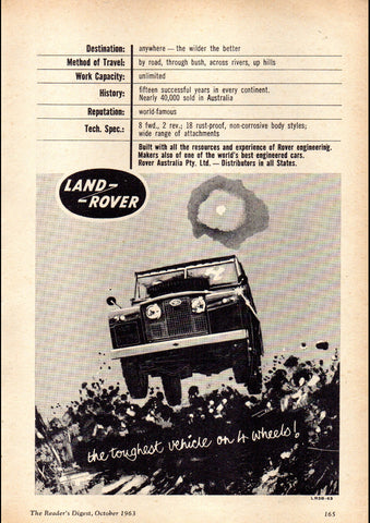 1963 LAND ROVER SERIES IIA 4WD AUSSIE AD ART PRINT POSTER