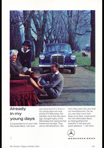 1963 MERCEDES BENZ 180 120 PONTON INTERNATIONAL AD ART PRINT POSTER