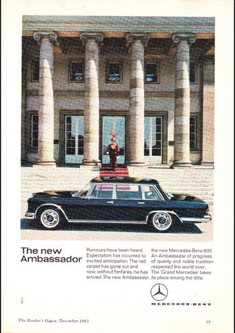 1963 MERCEDES BENZ 600 W100 INTERNATIONAL AD ART PRINT POSTER