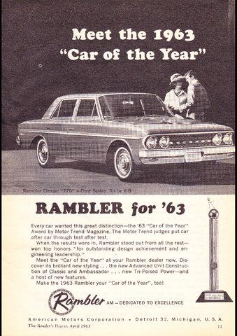 1963 RAMBLER CLASSIC 770 AMC COTY AUSSIE AD ART PRINT POSTER