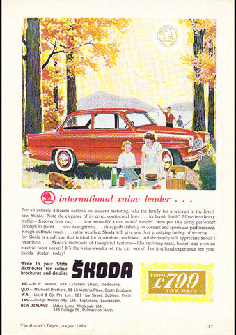 1963 SKODA OCTAVIA AUSSIE AD ART PRINT POSTER