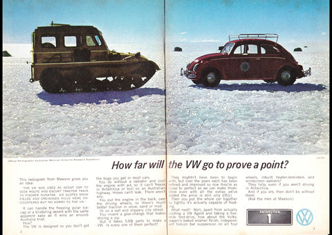 1963 VOLKSWAGEN FIRST CAR IN ANTARCTICA AUSSIE AD ART PRINT POSTER