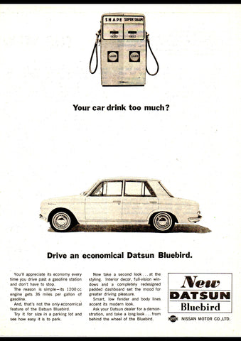 1964 DATSUN BLUEBIRD 4 DOOR NISSAN AUSSIE AD ART PRINT POSTER