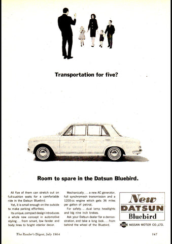 1964 DATSUN BLUEBIRD 4 DOOR NISSAN AUSSIE AD ART PRINT POSTER