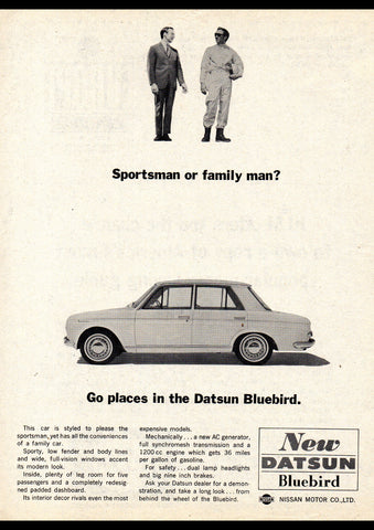 1964 DATSUN BLUEBIRD 4 DOOR NISSAN AUSSIE AD ART PRINT POSTER