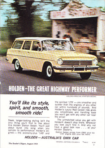 1964 EH HOLDEN SPECIAL STATION SEDAN WAGON AUSSIE AD ART PRINT POSTER