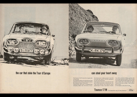 1964 FORD TAUNUS 17M P3 INTERNATIONAL AD ART PRINT POSTER