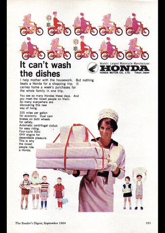 1964 HONDA FOUR CYCLE 50CC OHV MOTORCYCLE AUSSIE AD ART PRINT POSTER