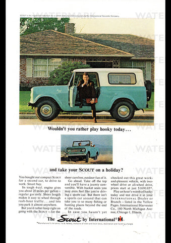 1964 INTERNATIONAL HARVESTER SCOUT JEEP USA AD ART PRINT POSTER