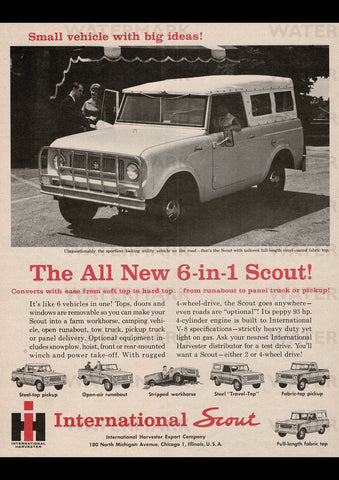 1964 INTERNATIONAL HARVESTER SCOUT RANGE USA AD ART PRINT POSTER