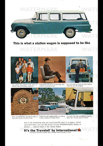 1964 INTERNATIONAL HARVESTER TRAVELALL WAGON USA AD ART PRINT POSTER