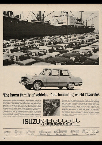 1964 ISUZU BELLETT SEDAN INTERNATIONAL AD ART PRINT POSTER