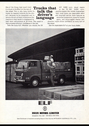 1964 ISUZU ELF DIESEL TRUCK AUSSIE AD ART PRINT POSTER