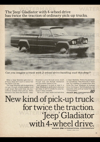 1964 KAISER JEEP GLADIATOR 4WD PICK-UP INTERNATIONAL AD ART PRINT POSTER