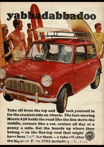 1964 MINI MORRIS 850 BMC AUSSIE AD ART PRINT POSTER