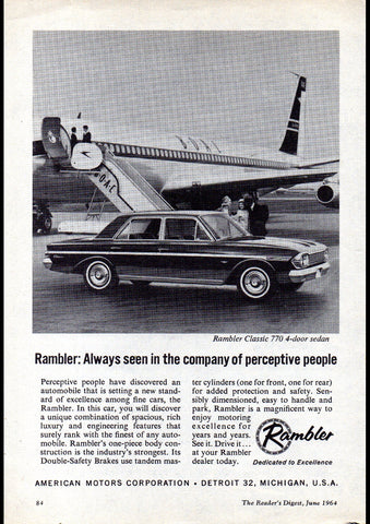 1964 RAMBLER CLASSIC 770 SEDAN AMI AMC AUSSIE AD ART PRINT POSTER