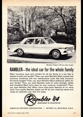 1964 RAMBLER CLASSIC 770 SEDAN AMI AMC AUSSIE AD ART PRINT POSTER