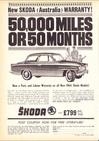 1964 SKODA OCTAVIA AUSSIE AD ART PRINT POSTER