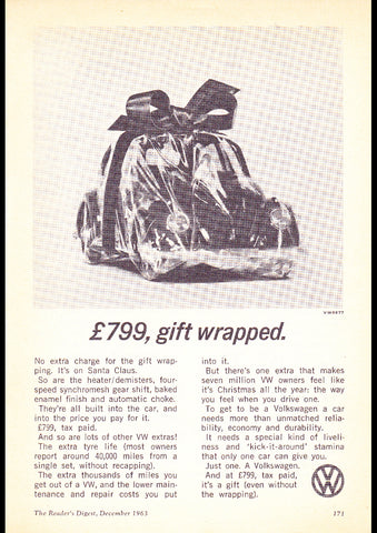 1964 VOLKSWAGEN VW BEETLE GIFT WRAPPED AUSSIE AD ART PRINT POSTER