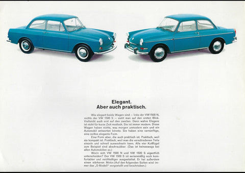 1964 VW VOLKSWAGEN 1500 GERMAN AD ART PRINT POSTER