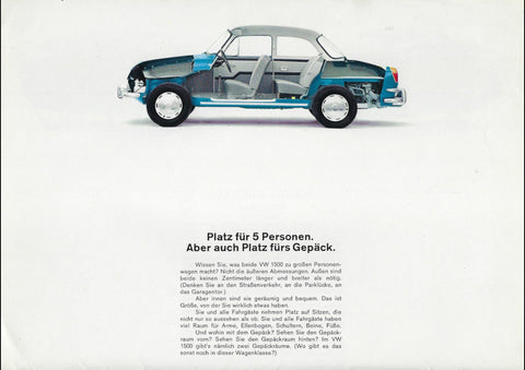 1964 VW VOLKSWAGEN 1500 GERMAN AD ART PRINT POSTER