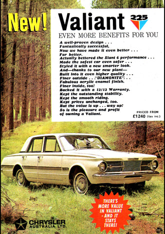 1965 AP6 CHRYSLER VALIANT 225 SEDAN AUSSIE AD ART PRINT POSTER